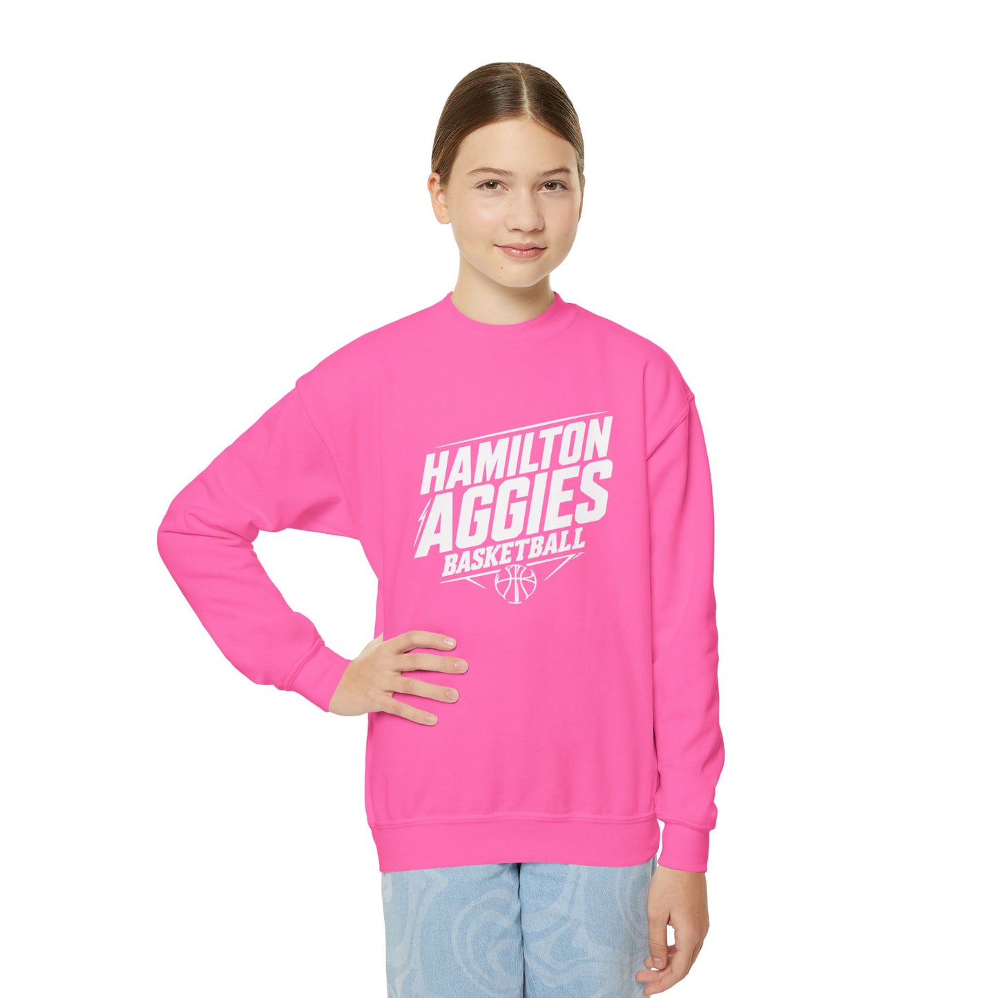 Youth Crewneck Sweatshirt \ Hamilton Aggies Basketball \ HABK2