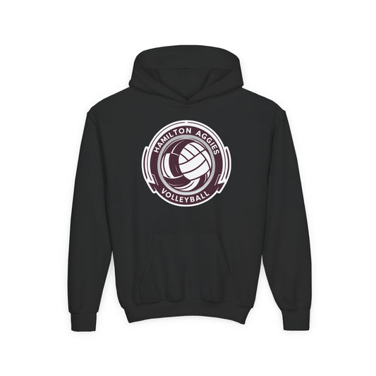 Youth Hoodie Sweatshirt \ Hamilton Aggies Volleyball \ HAV1