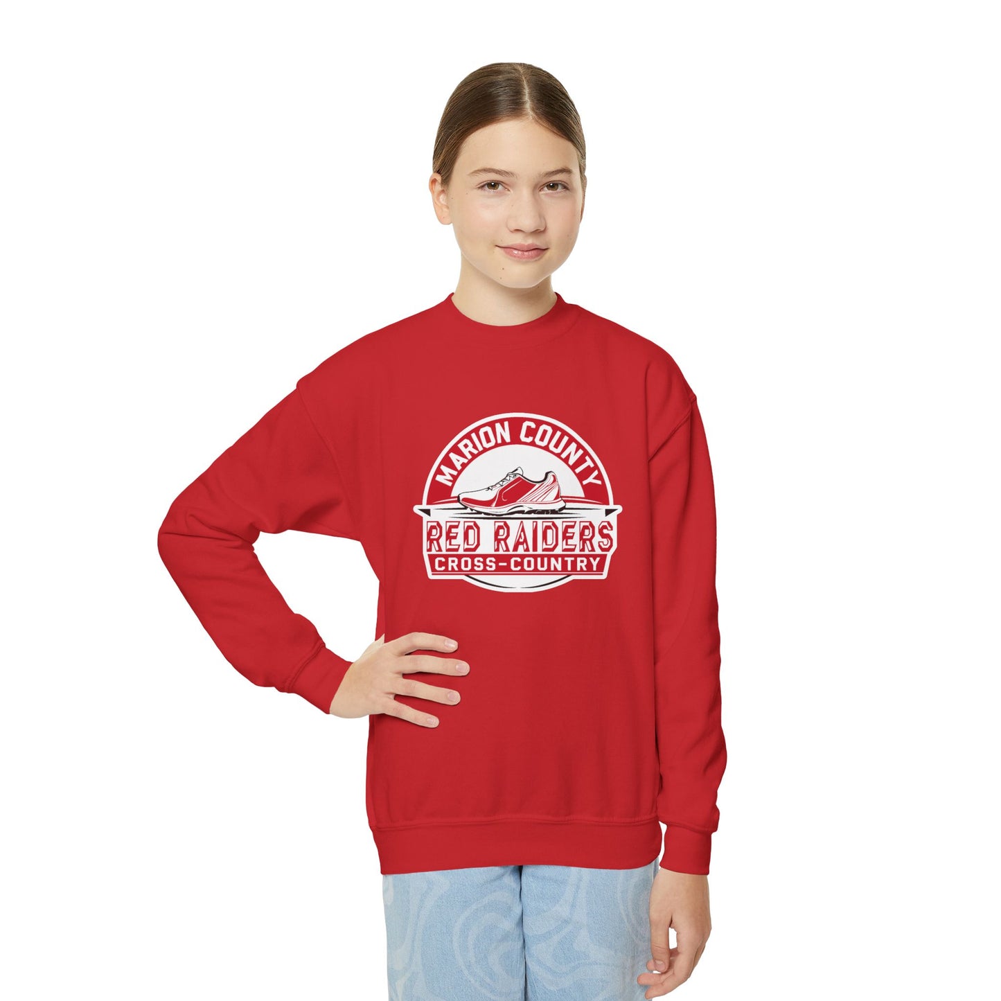 Youth Crewneck Sweatshirt \ Marion County Red Raiders Cross-Country \ MCCC1