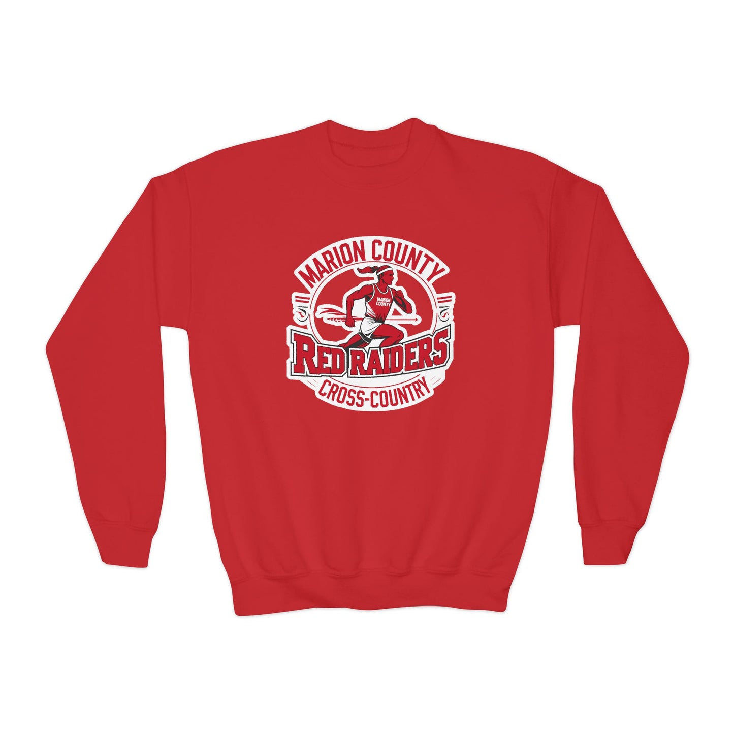Youth Crewneck Sweatshirt \ Marion County Red Raiders Cross-Country \ MCCC2
