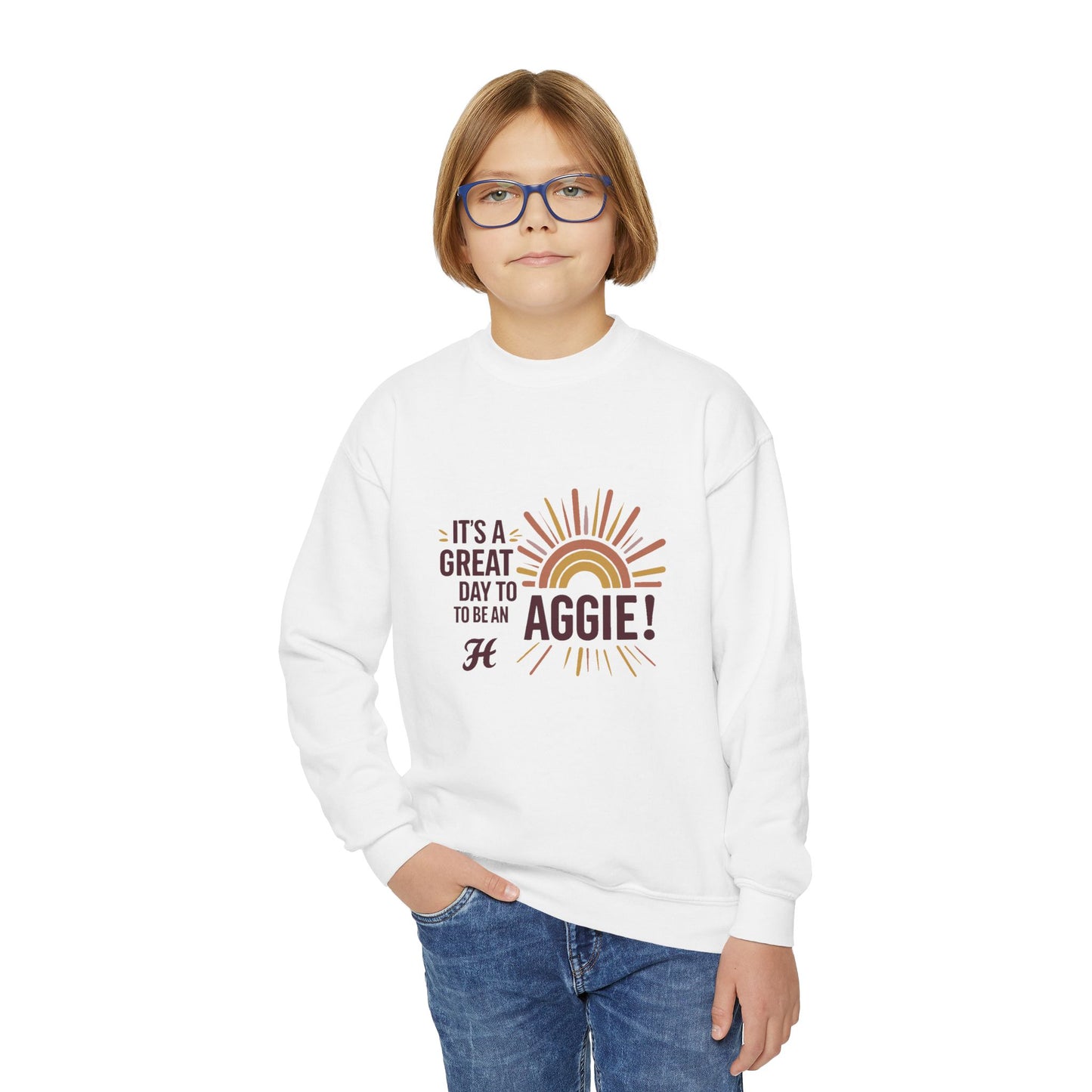 Youth Crewneck Sweatshirt \ It's a Great Day to be an Aggie! \ GDA1