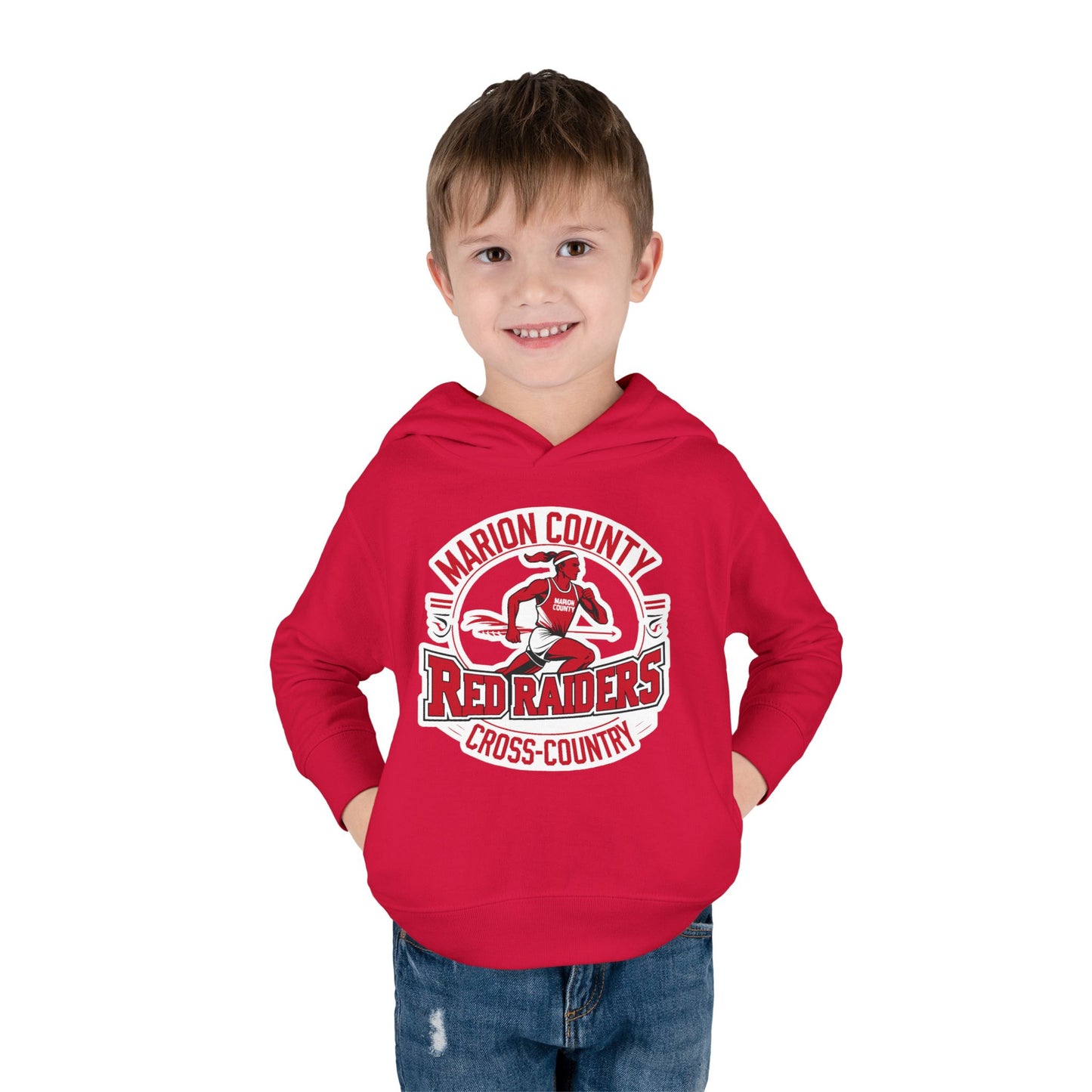 Toddler Hoodie Sweatshirt \ Marion County Red Raiders Cross-Country \ MCCC2