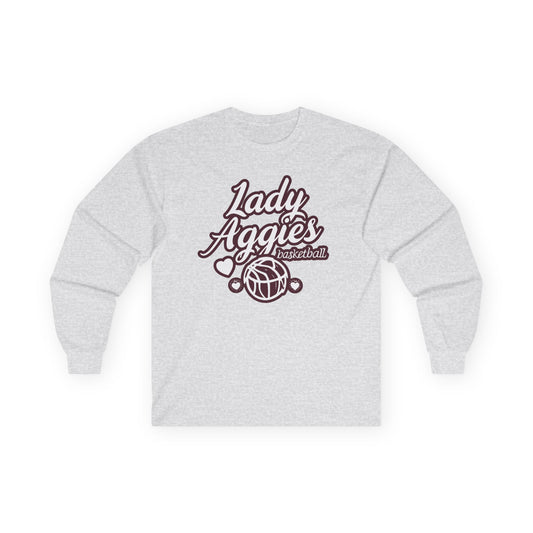 Adult Long Sleeve Tee \ Hamilton Aggies Basketball \ HABKG2