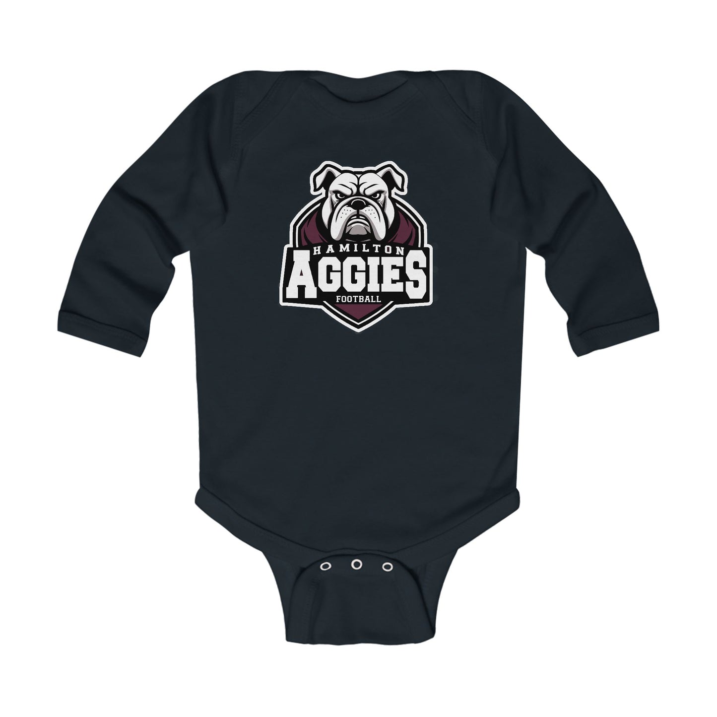 Long Sleeve Baby Bodysuit \ Hamilton Aggies Football \ HAF2