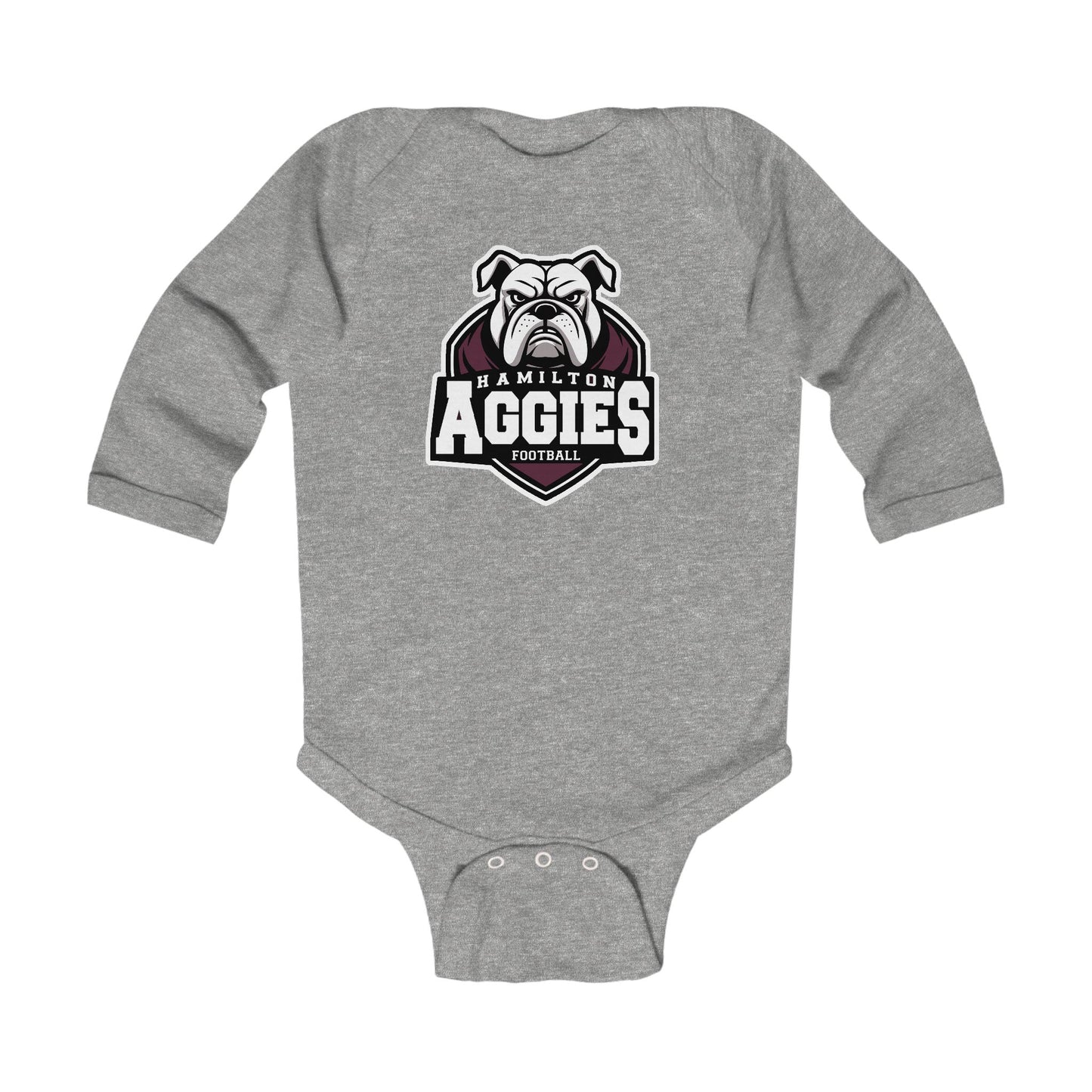 Long Sleeve Baby Bodysuit \ Hamilton Aggies Football \ HAF2