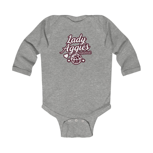 Long Sleeve Baby Bodysuit \ Hamilton Aggies Basketball \ HABBG2