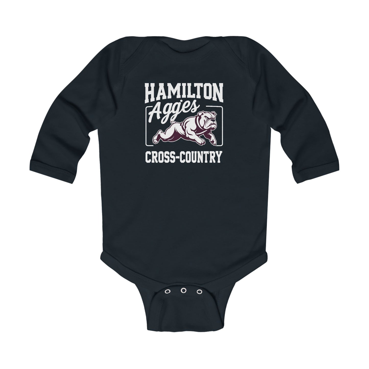 Long Sleeve Baby Bodysuit \ Hamilton Aggies Cross-Country \ HCC2