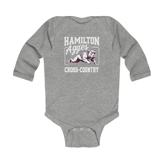 Long Sleeve Baby Bodysuit \ Hamilton Aggies Cross-Country \ HCC2