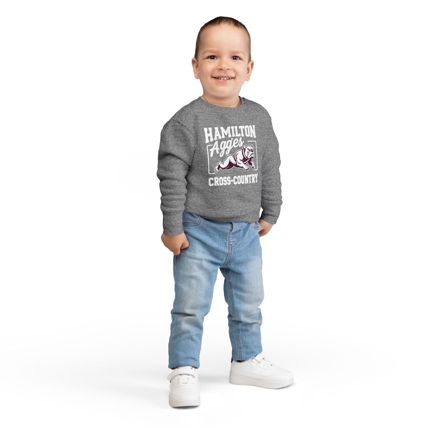 Toddler Crewneck Sweatshirt \ Hamilton Aggies Cross-Country \ HCC2