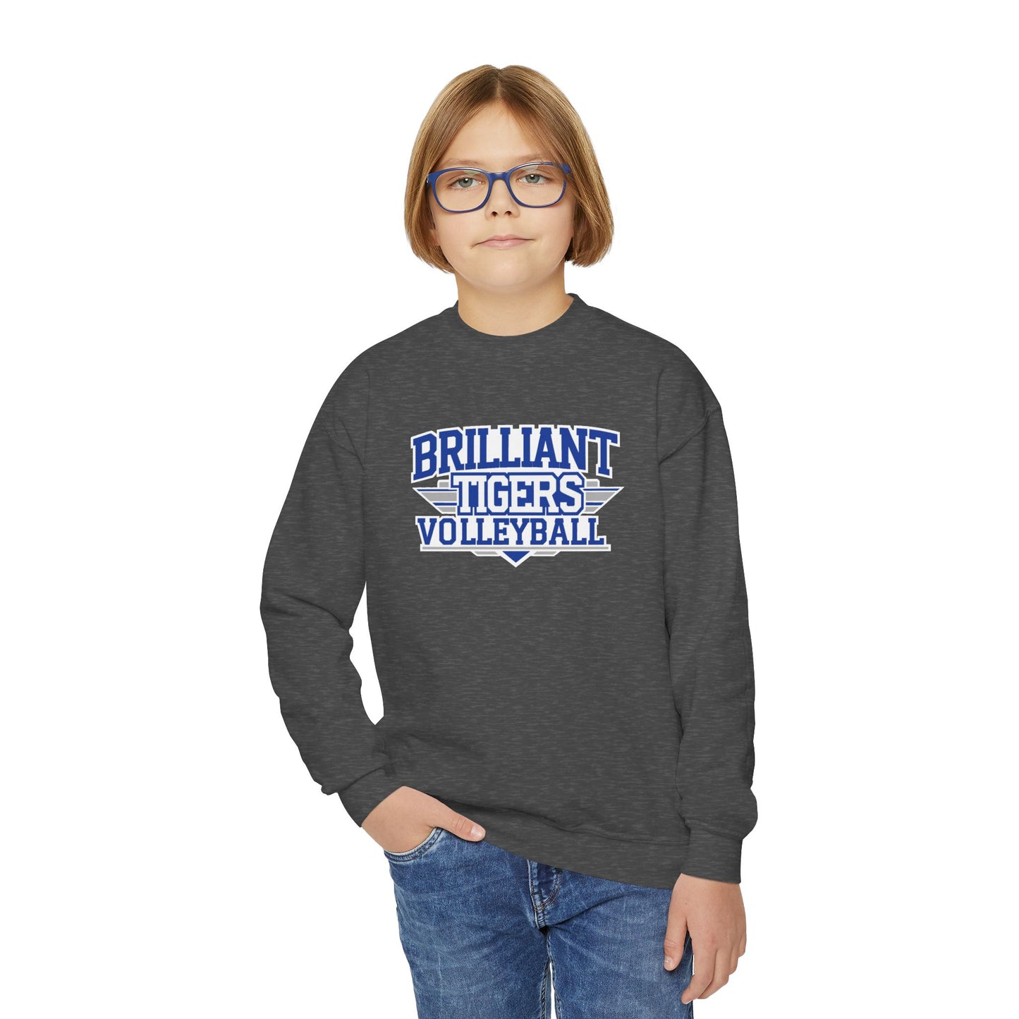 Youth Crewneck Sweatshirt \ Brilliant Tigers Volleyball \ BTV2