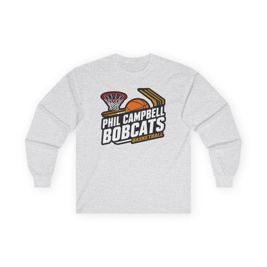 Adult Long Sleeve Tee \ Phil Campbell Bobcats Basketball \ PCBBK1