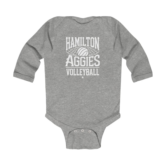 Long Sleeve Baby Bodysuit \ Hamilton Aggies Volleyball \ HAV2