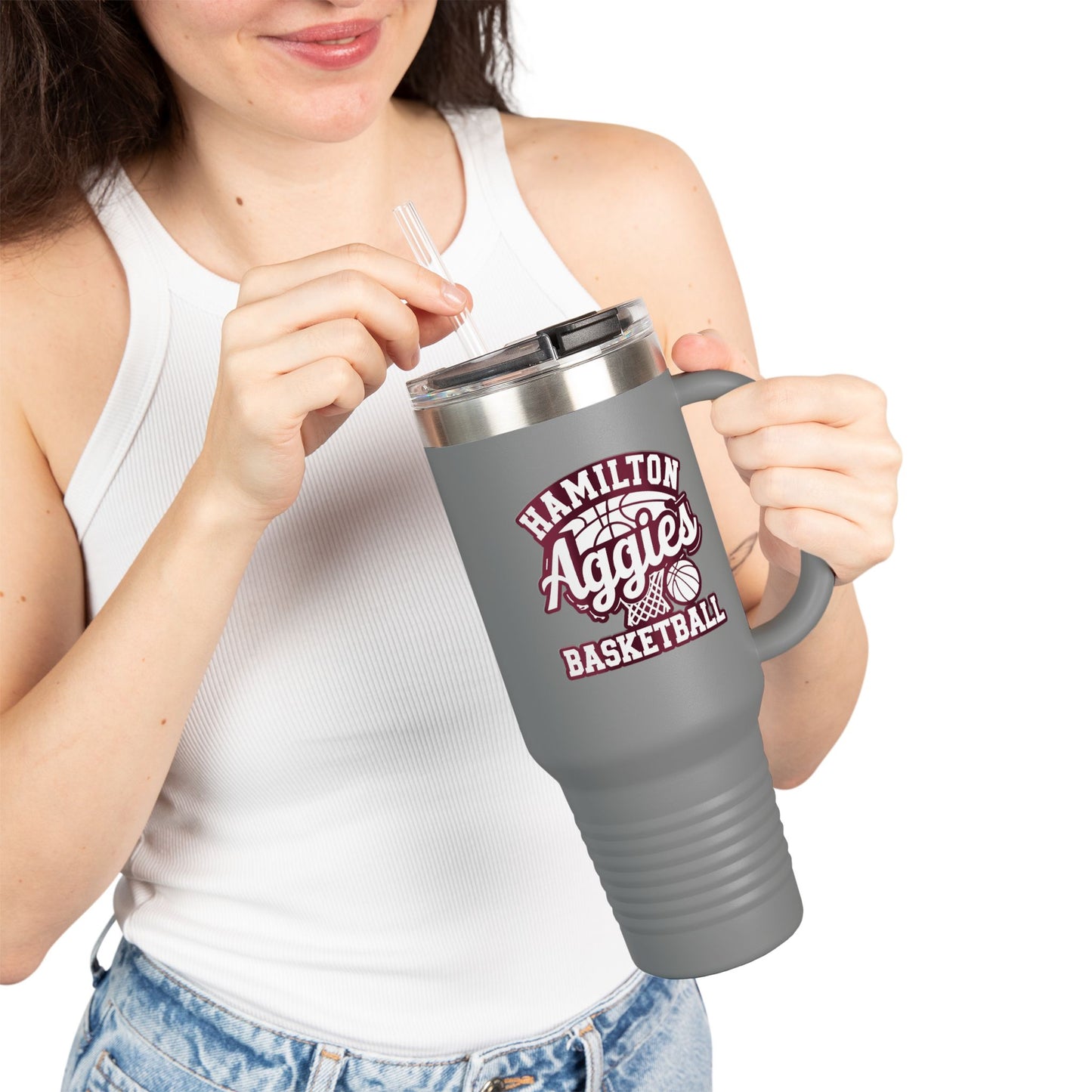 40oz Insulated Tumbler \ Hamilton Aggies Basketball \ HABKG1
