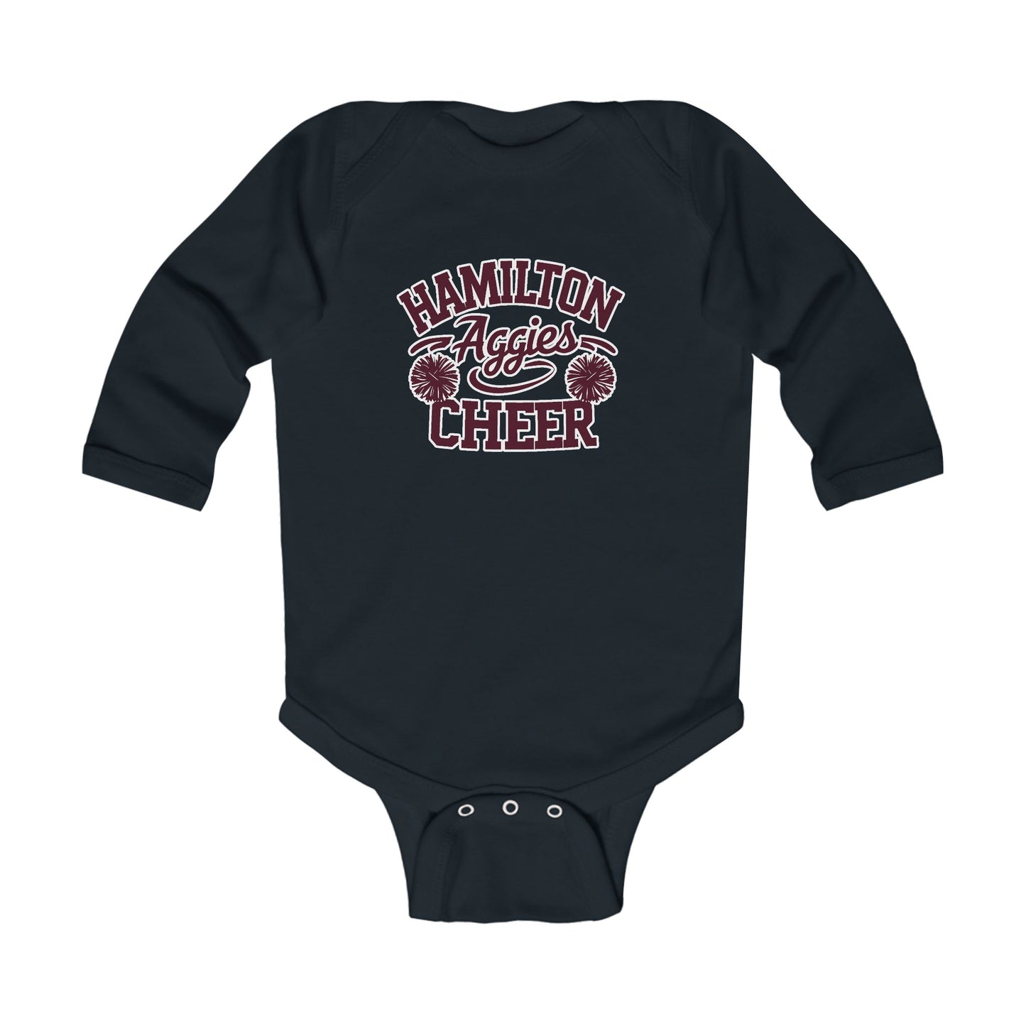 Long Sleeve Baby Bodysuit \ Hamilton Aggies Cheer \ Style HAC2