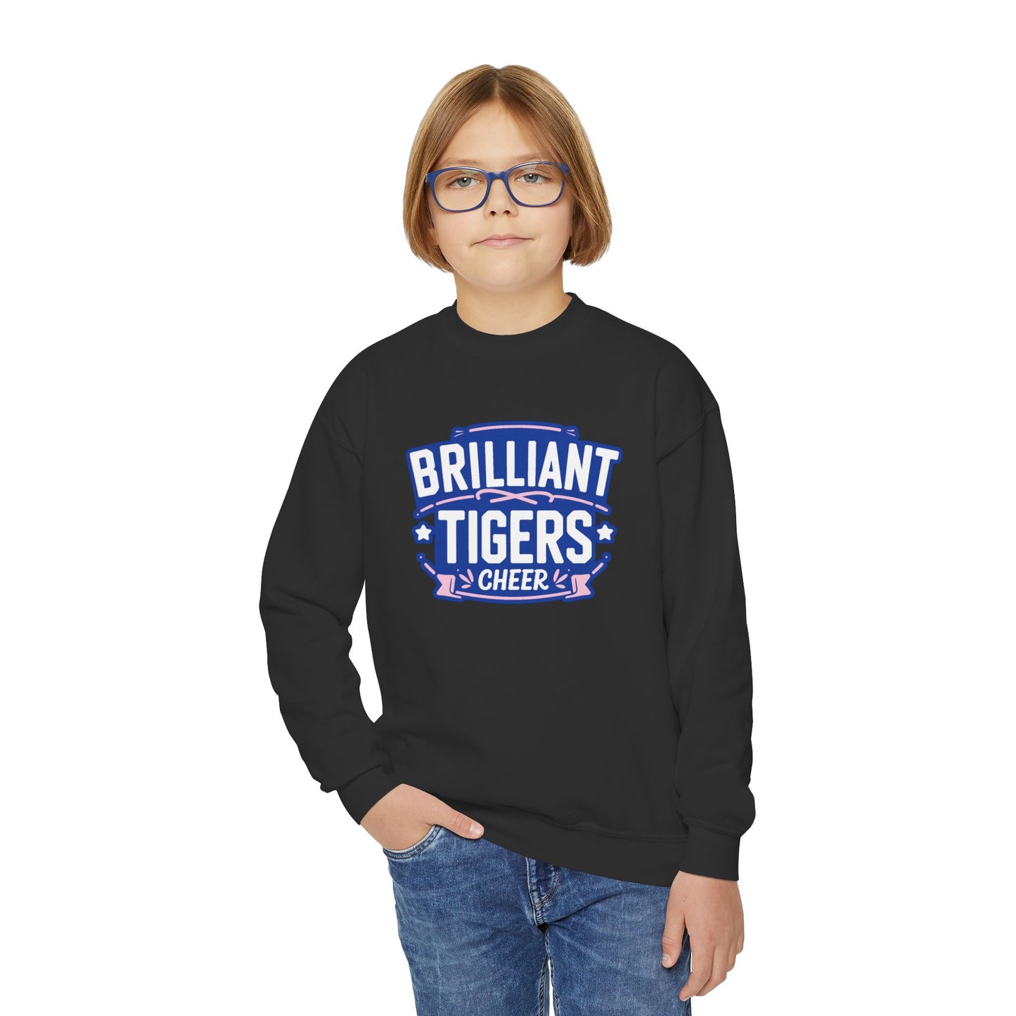 Youth Crewneck Sweatshirt \ Brilliant Tigers Cheer \ BTC2