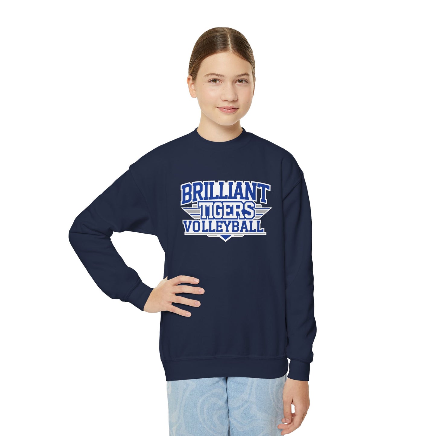 Youth Crewneck Sweatshirt \ Brilliant Tigers Volleyball \ BTV2