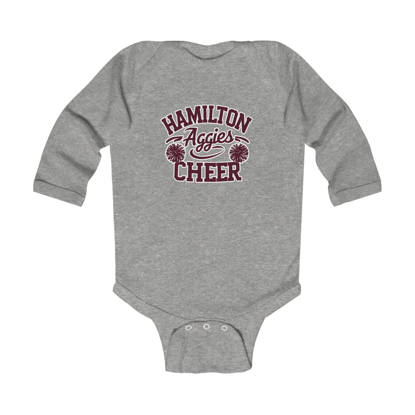 Long Sleeve Baby Bodysuit \ Hamilton Aggies Cheer \ Style HAC2