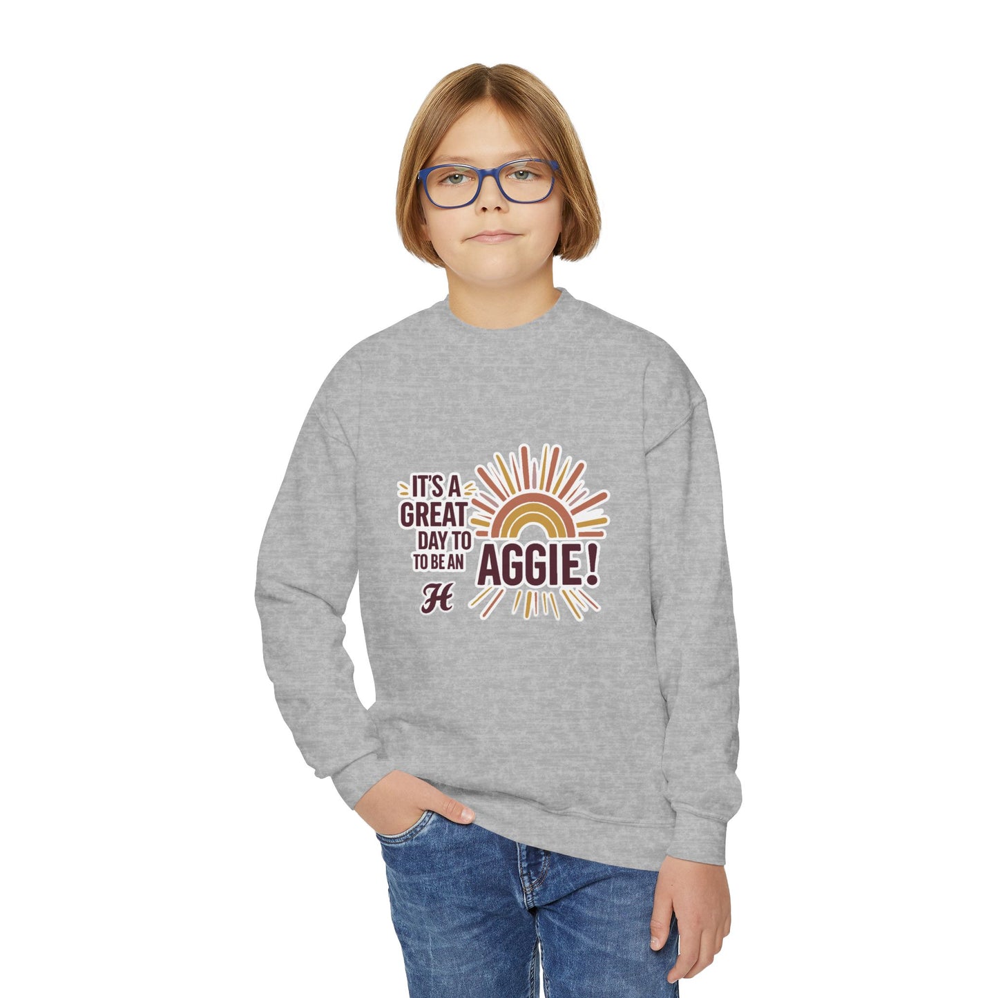 Youth Crewneck Sweatshirt \ It's a Great Day to be an Aggie! \ GDA1