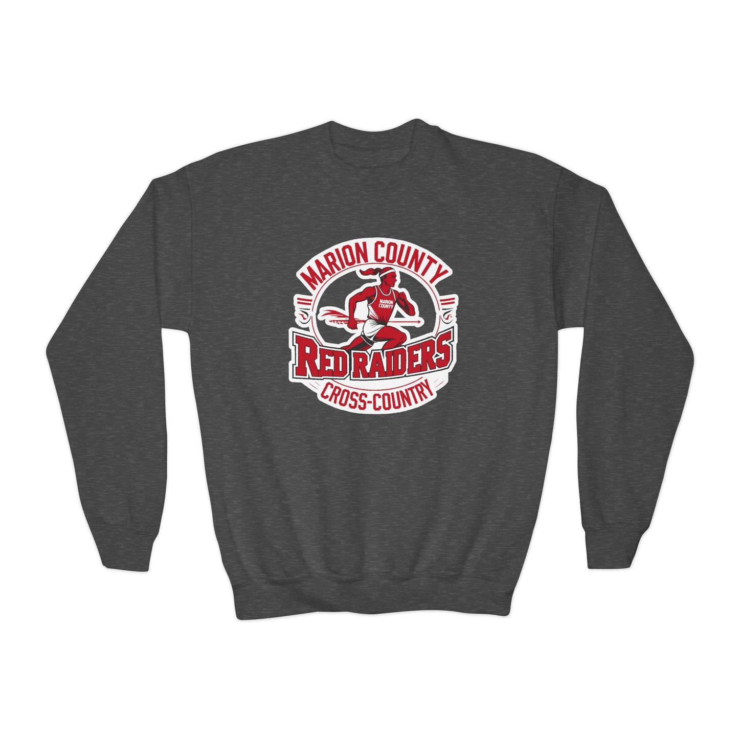 Youth Crewneck Sweatshirt \ Marion County Red Raiders Cross-Country \ MCCC2