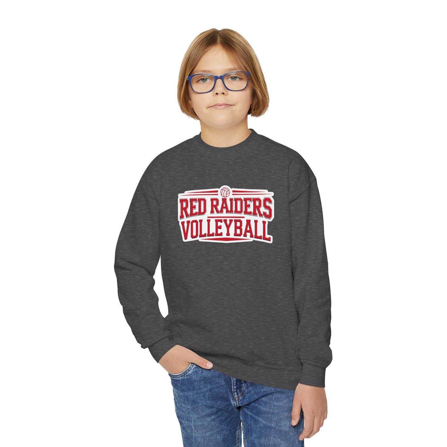 Youth Crewneck Sweatshirt \ Marion County Red Raiders Volleyball \ MCV2