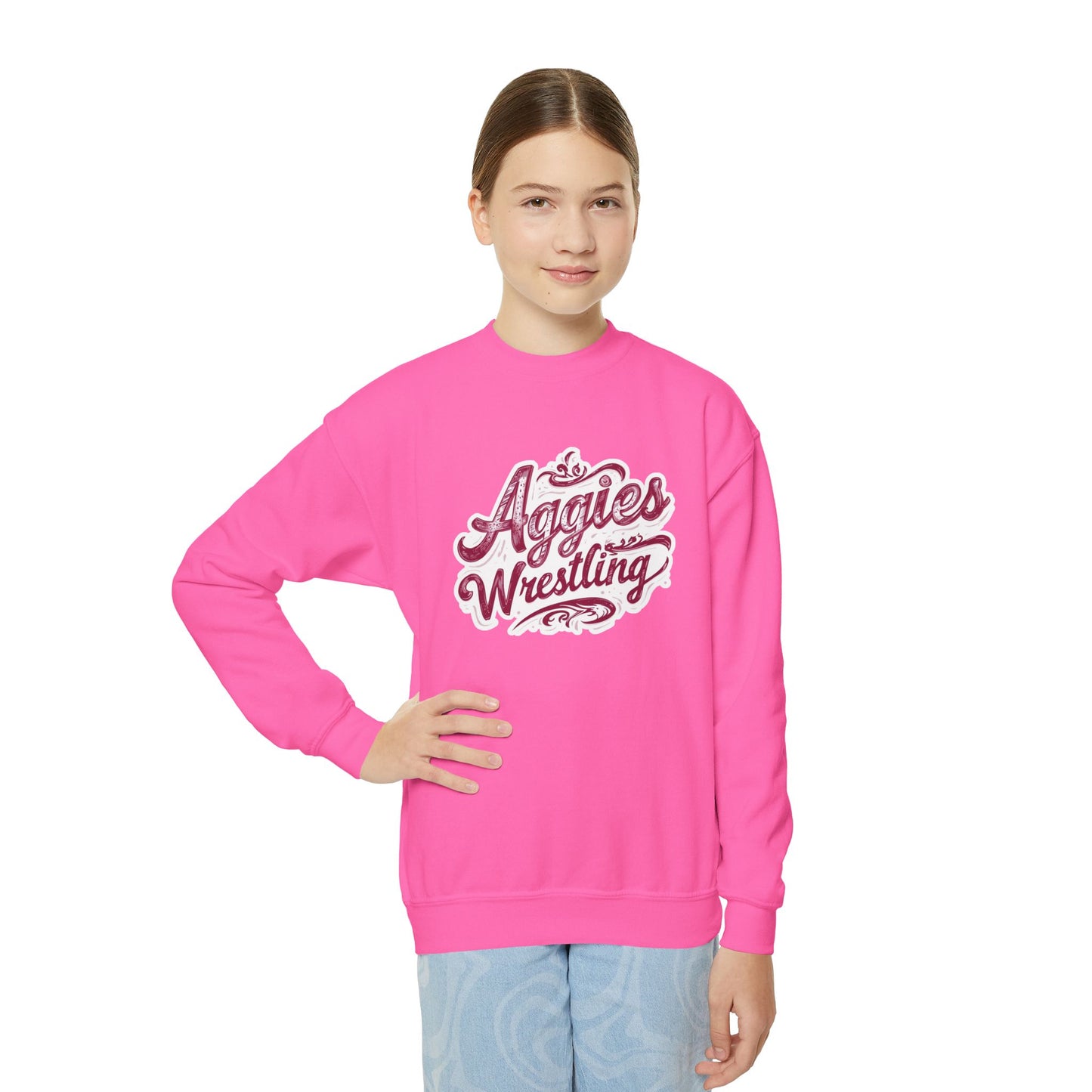 Youth Crewneck Sweatshirt \ Hamilton Aggies Wrestling \ HAWG2