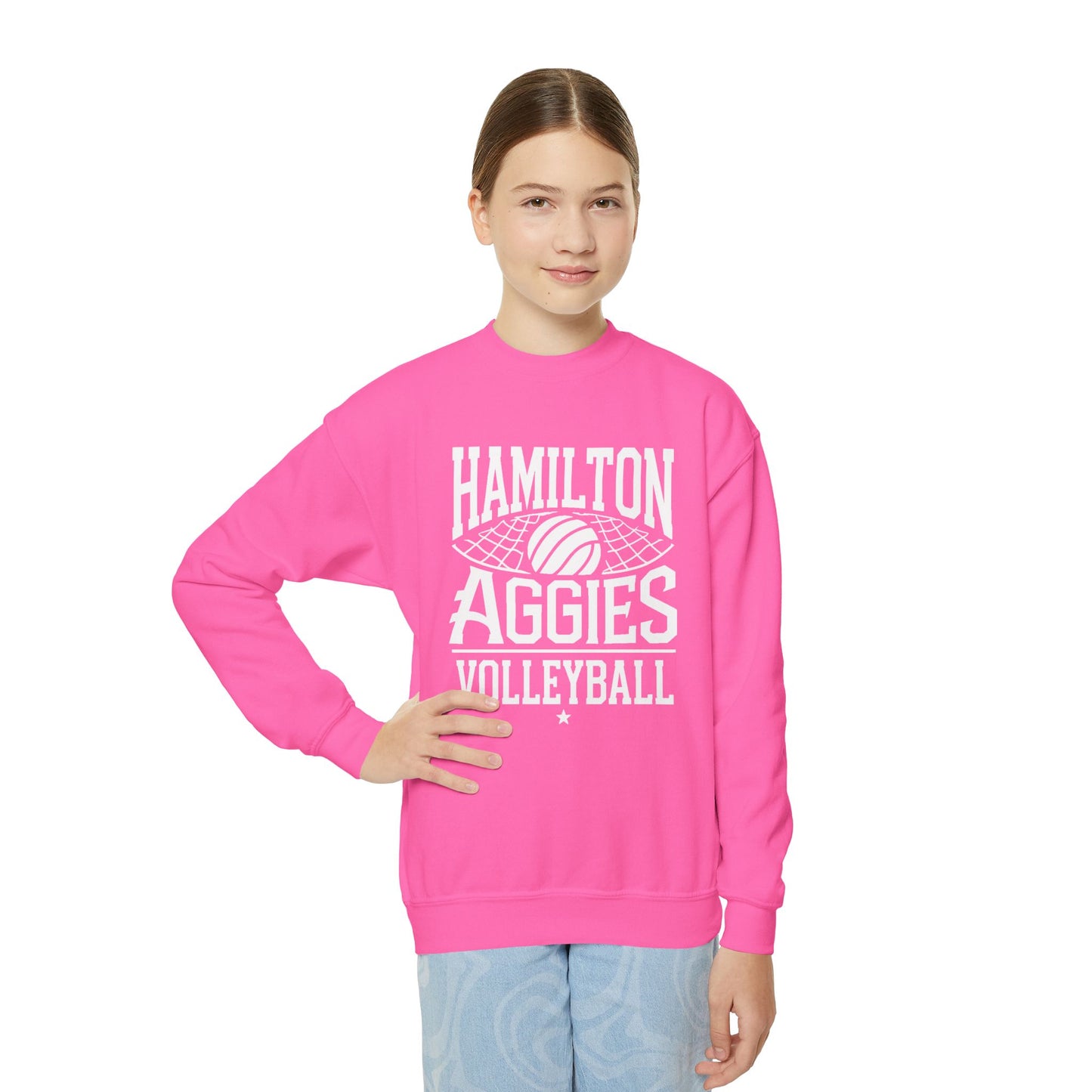 Youth Crewneck Sweatshirt \ Hamilton Aggies Volleyball \ HAV2