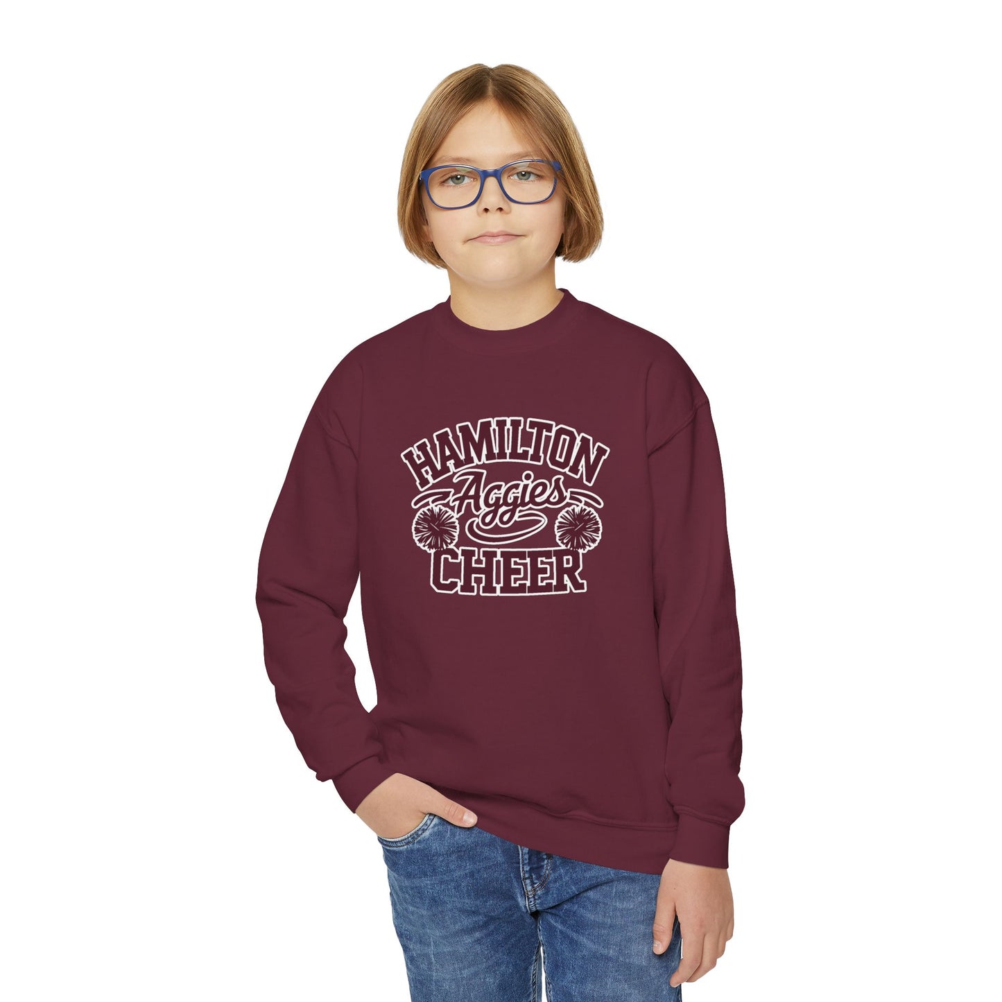 Youth Crewneck Sweatshirt \ Hamilton Aggies Cheer \ Style HAC2