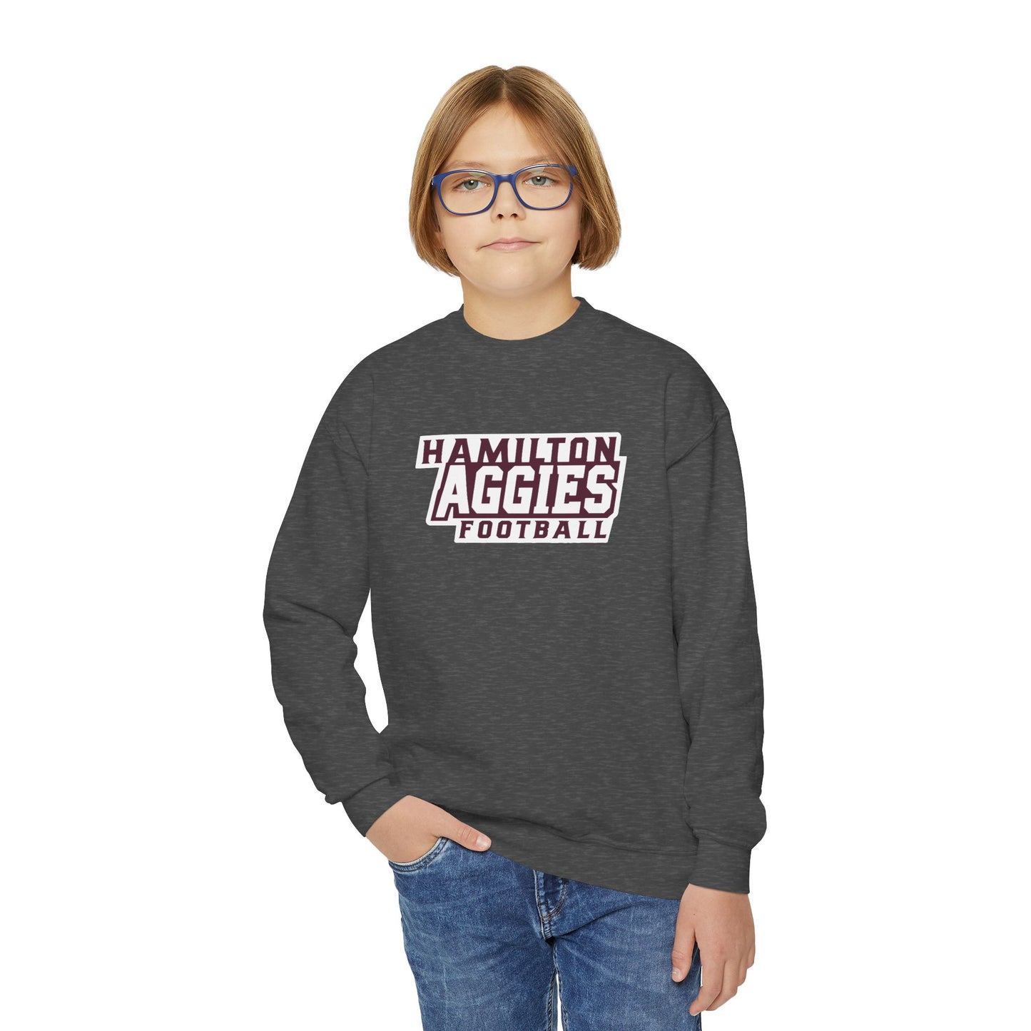 Youth Crewneck Sweatshirt \ Hamilton Aggies Football \ HAF1