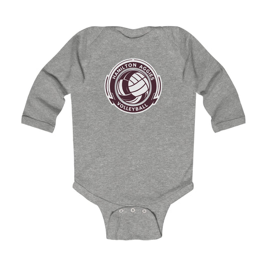 Long Sleeve Baby Bodysuit \ Hamilton Aggies Volleyball \ HAV1