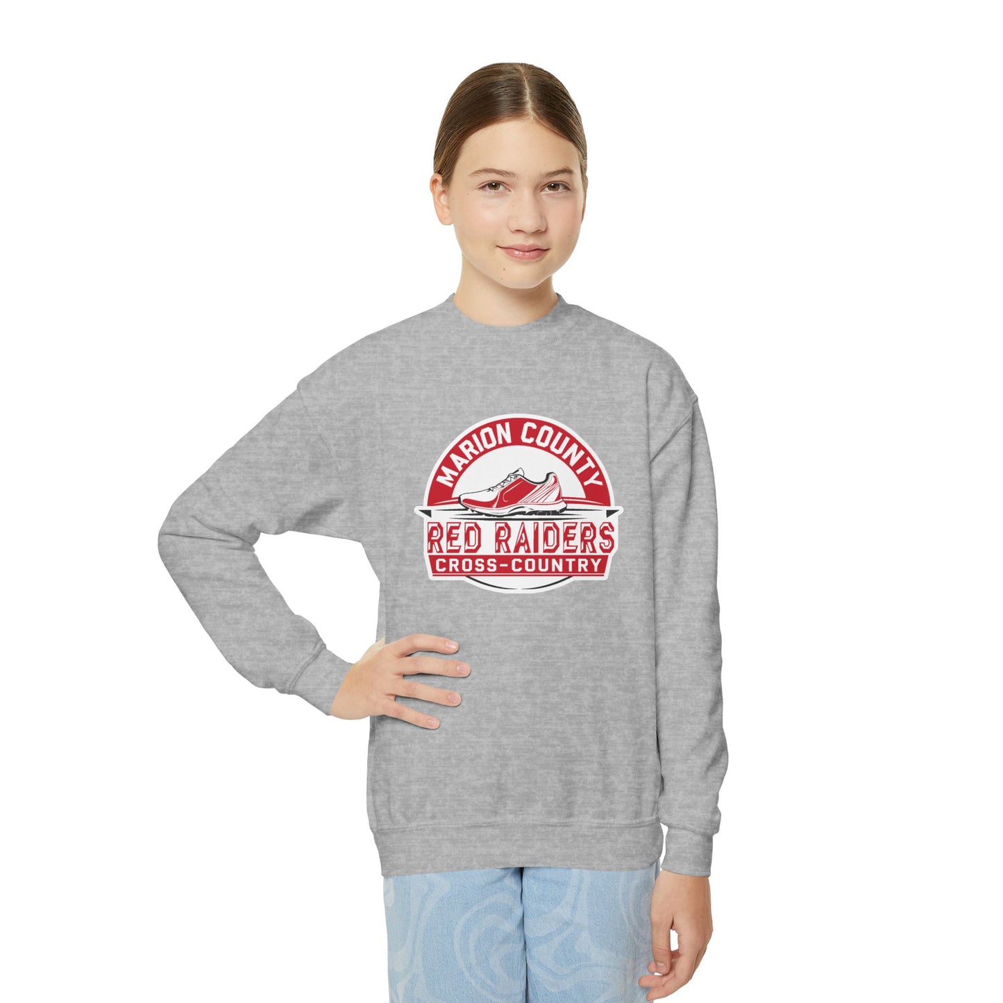 Youth Crewneck Sweatshirt \ Marion County Red Raiders Cross-Country \ MCCC1