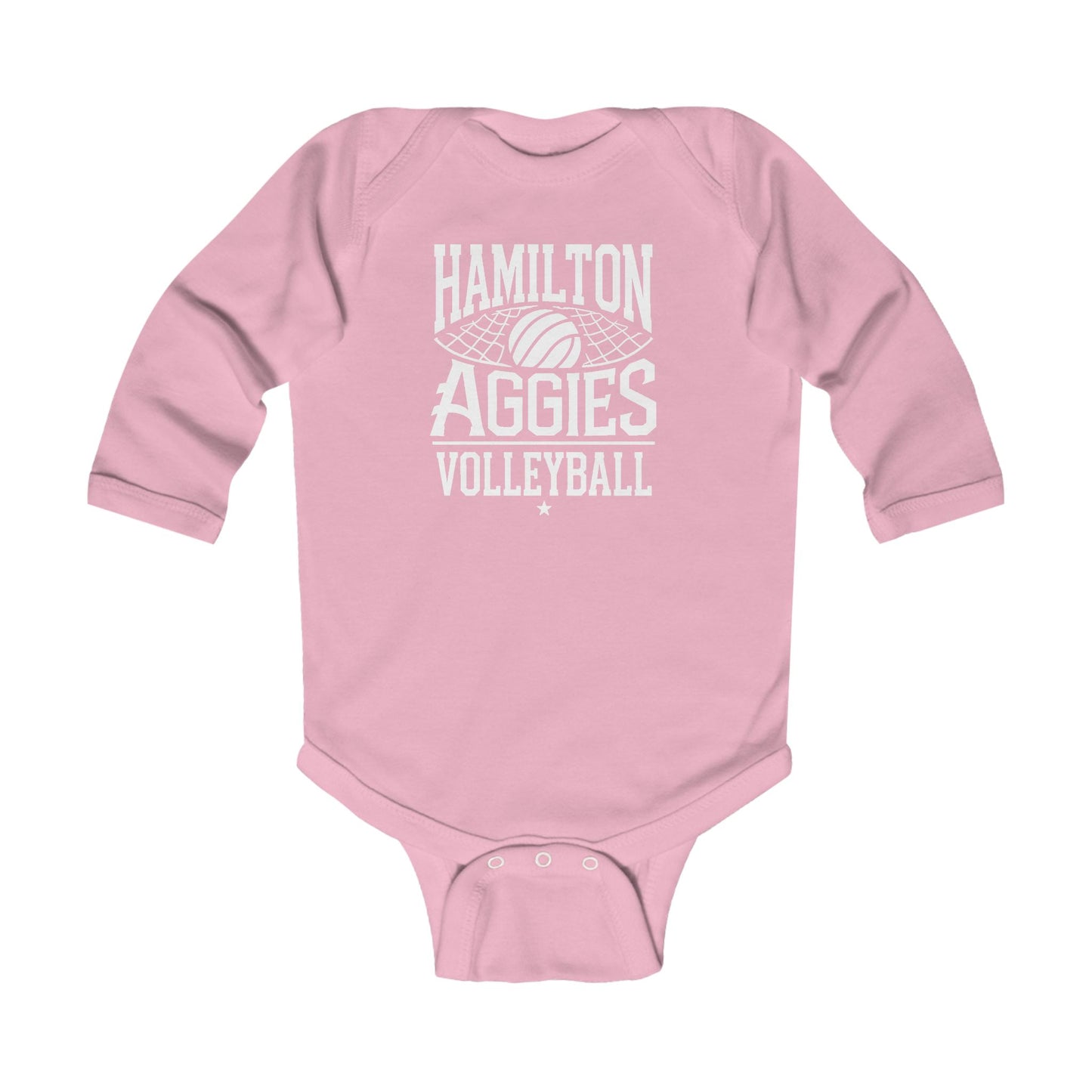 Long Sleeve Baby Bodysuit \ Hamilton Aggies Volleyball \ HAV2