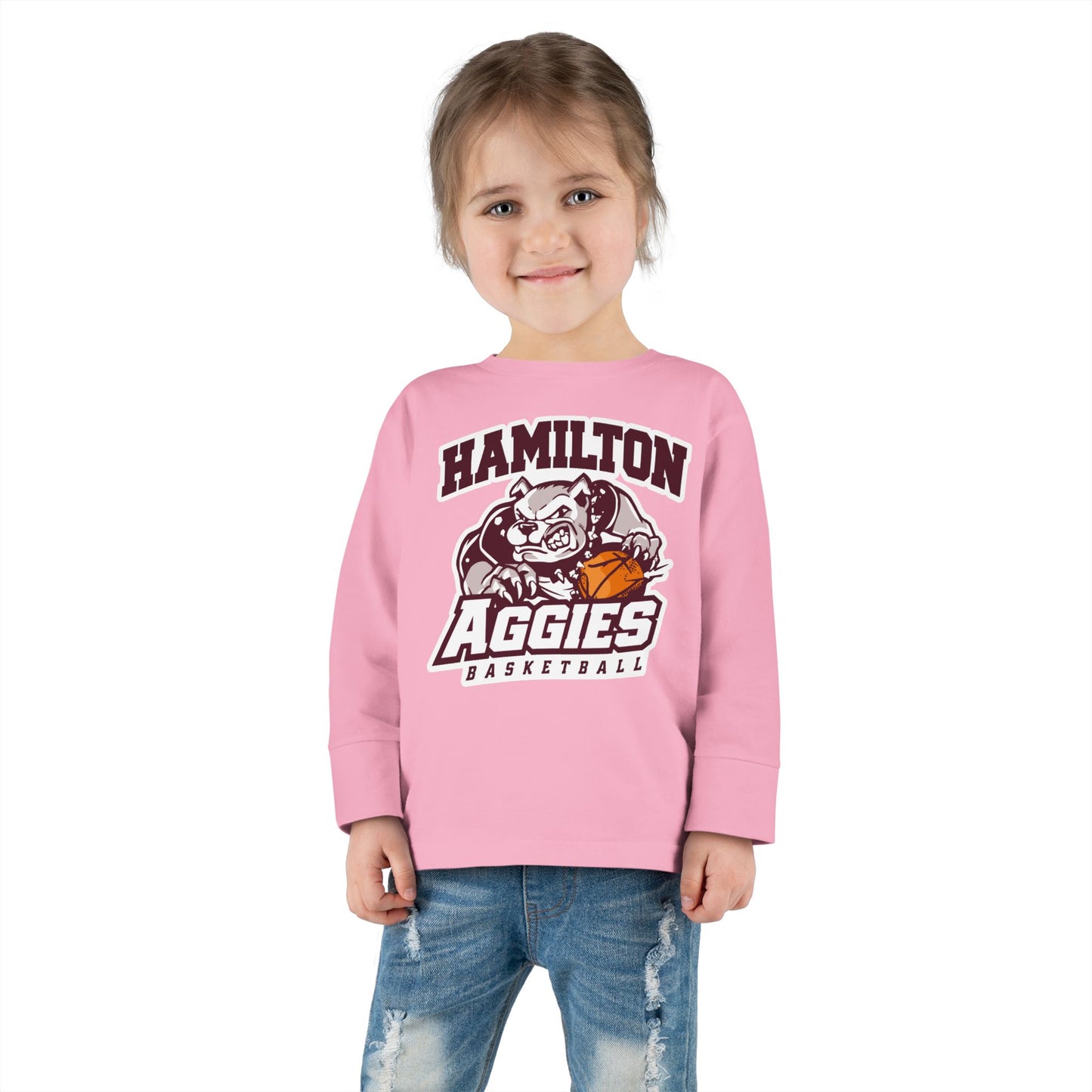 Toddler Long Sleeve Tee \ Hamilton Aggies Basketball \ HABB1