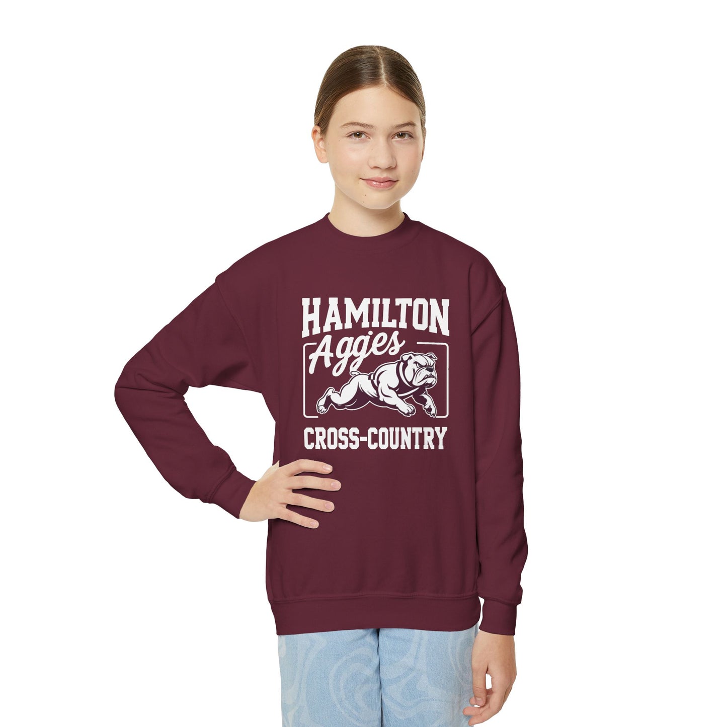 Youth Crewneck Sweatshirt \ Hamilton Aggies Cross-Country \ HCC2