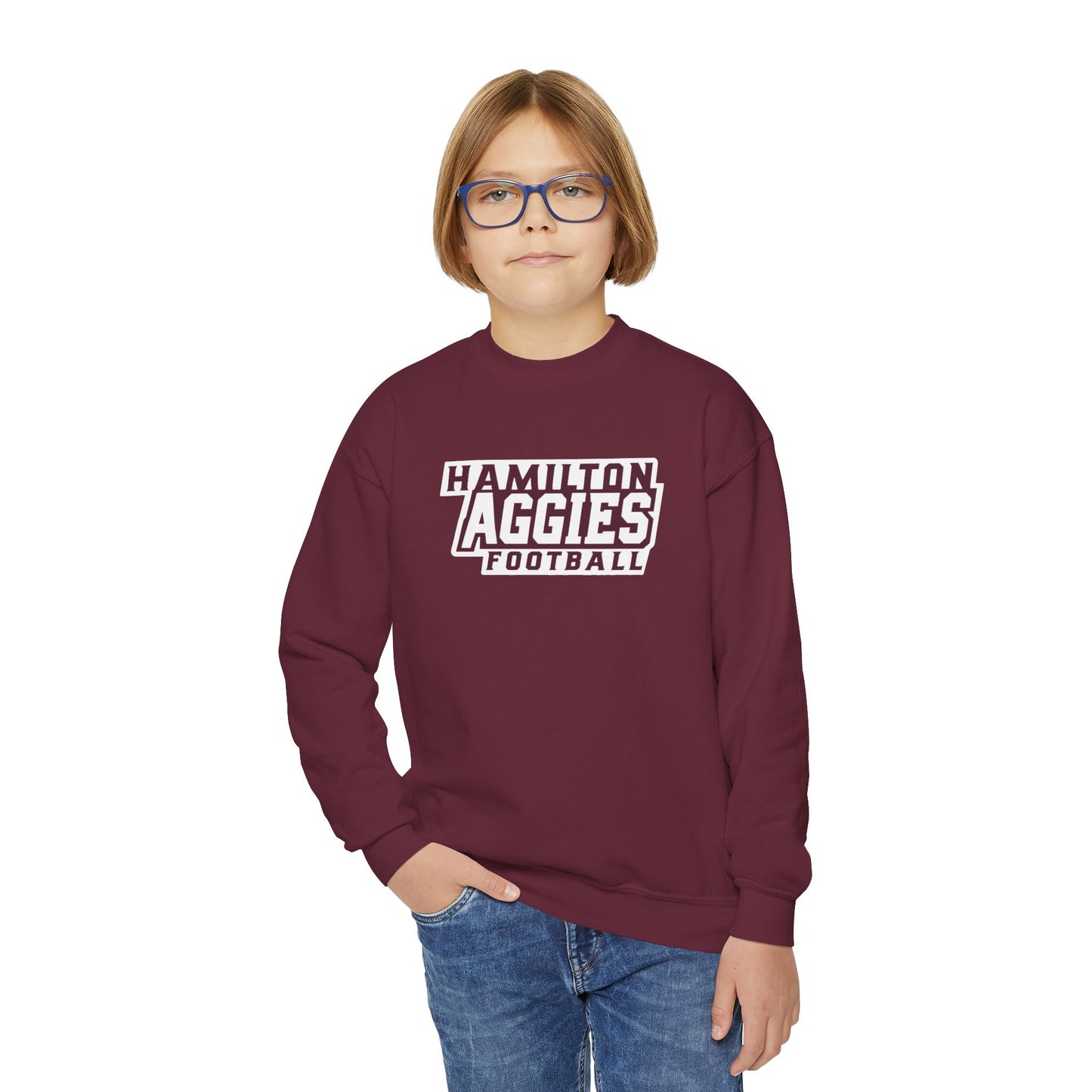 Youth Crewneck Sweatshirt \ Hamilton Aggies Football \ HAF1