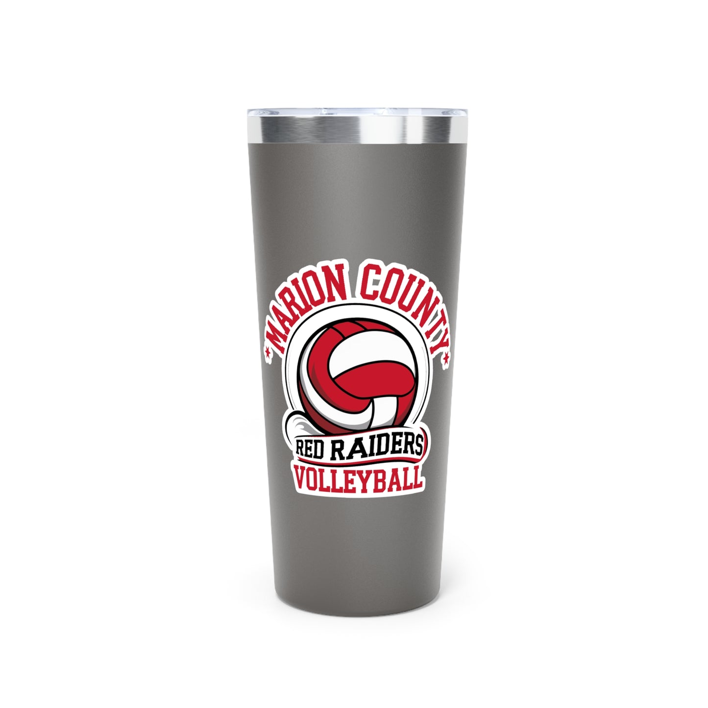 22oz Copper Insulated Tumbler \ Marion County Red Raiders Volleyball \ MCV1