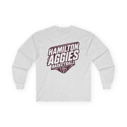 Adult Long Sleeve Tee \ Hamilton Aggies Basketball \ HABK2