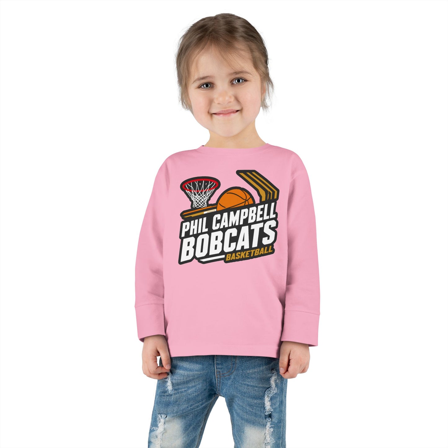 Toddler Long Sleeve Tee \ Phil Campbell Bobcats Basketball \ PCBBK1