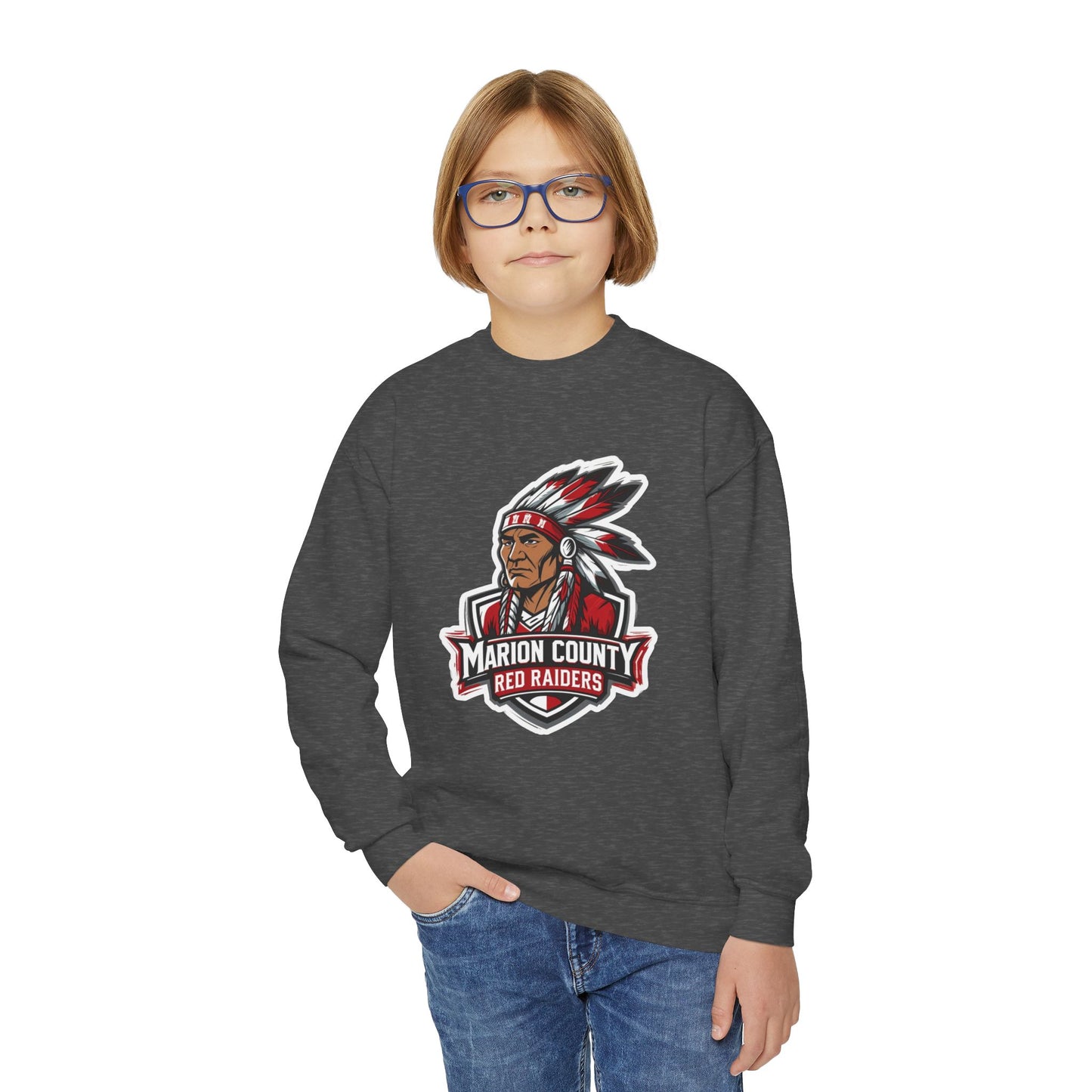 Youth Crewneck Sweatshirt \ Marion County Red Raiders \ MC2