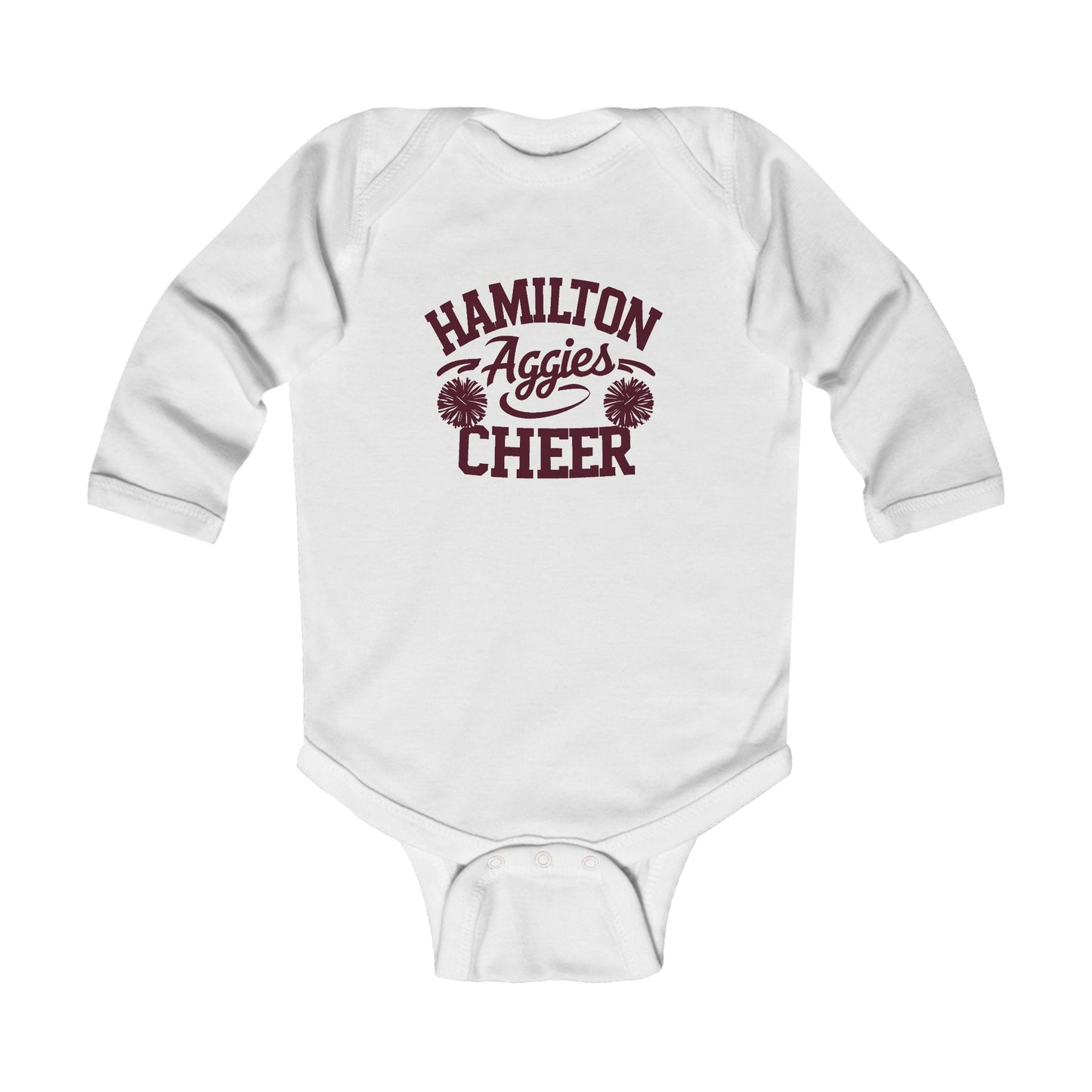 Long Sleeve Baby Bodysuit \ Hamilton Aggies Cheer \ Style HAC2