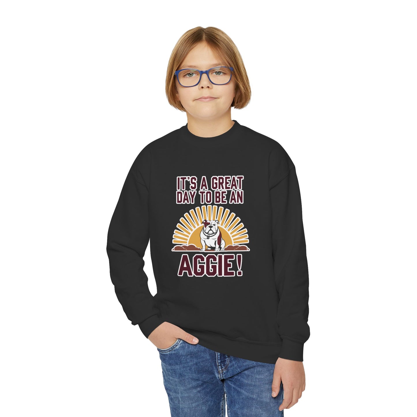Youth Crewneck Sweatshirt \ It's a Great Day to be an Aggie! \ GDA4
