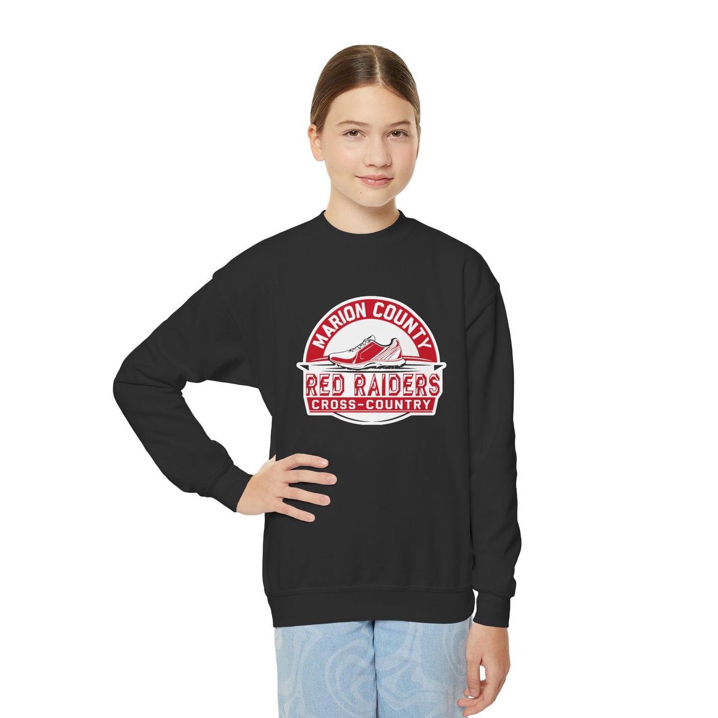Youth Crewneck Sweatshirt \ Marion County Red Raiders Cross-Country \ MCCC1