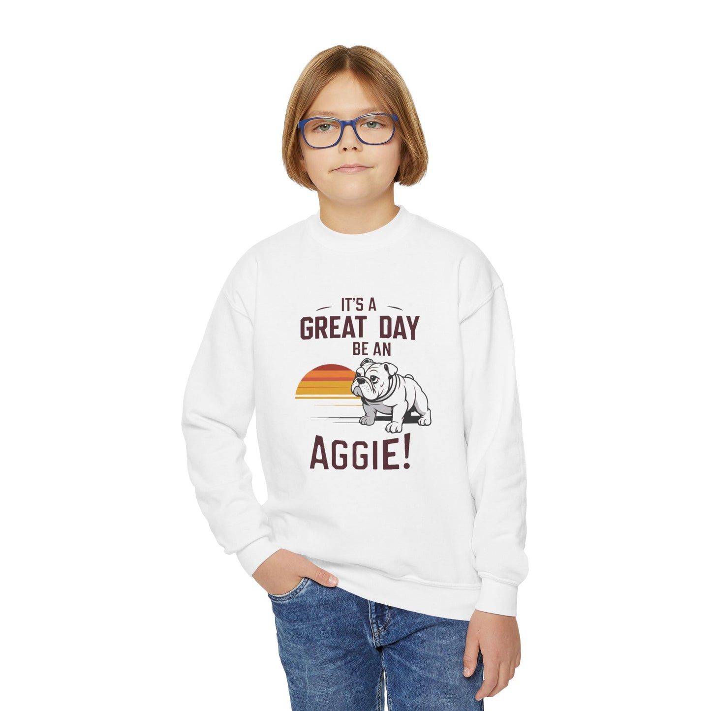 Youth Crewneck Sweatshirt \ It's a Great Day to be an Aggie! \ GDA3
