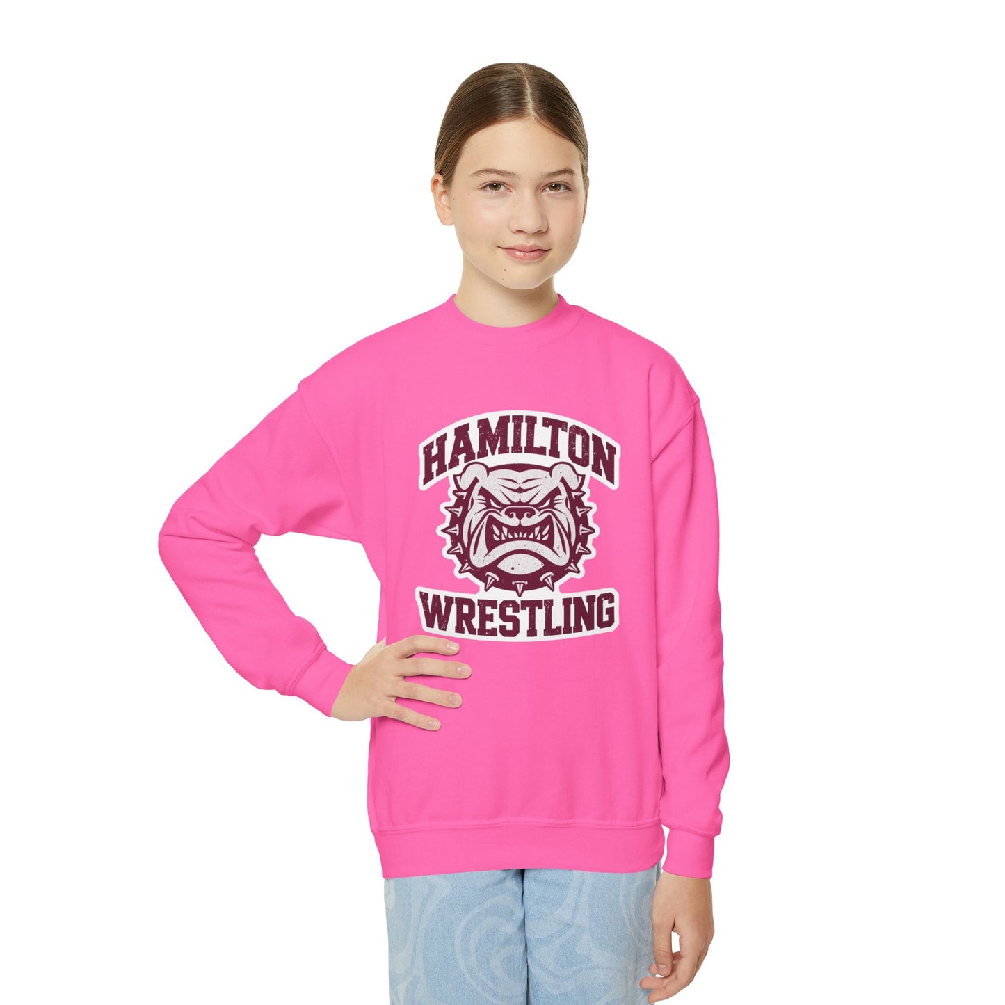 Youth Crewneck Sweatshirt \ Hamilton Aggies Wrestling \ HAW2