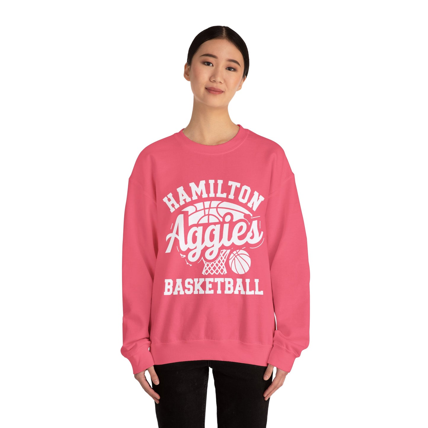 Adult Crewneck Sweatshirt \ Hamilton Aggies Basketball \ HABKG1