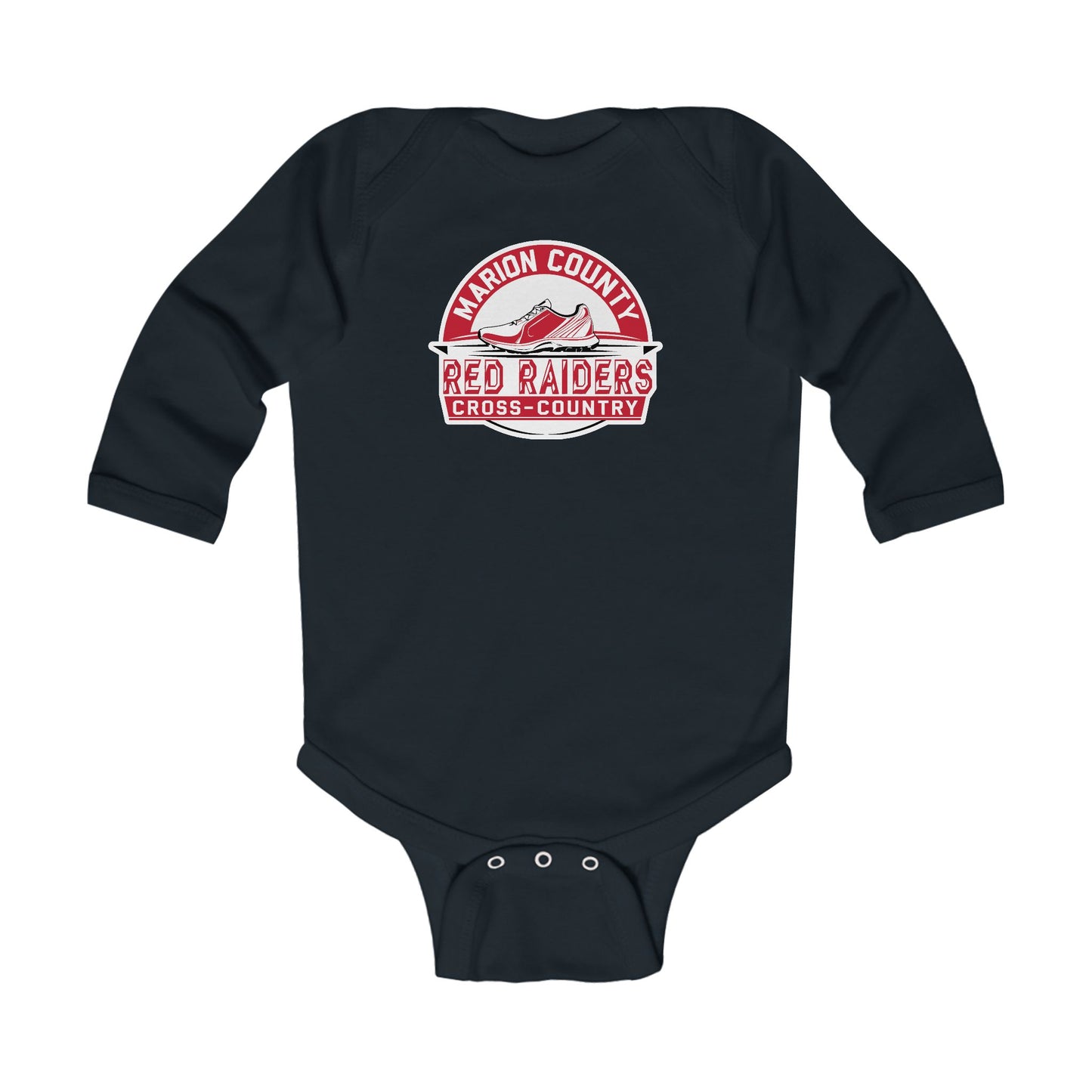 Long Sleeve Baby Bodysuit \ Marion County Red Raiders Cross-Country \ MCCC1