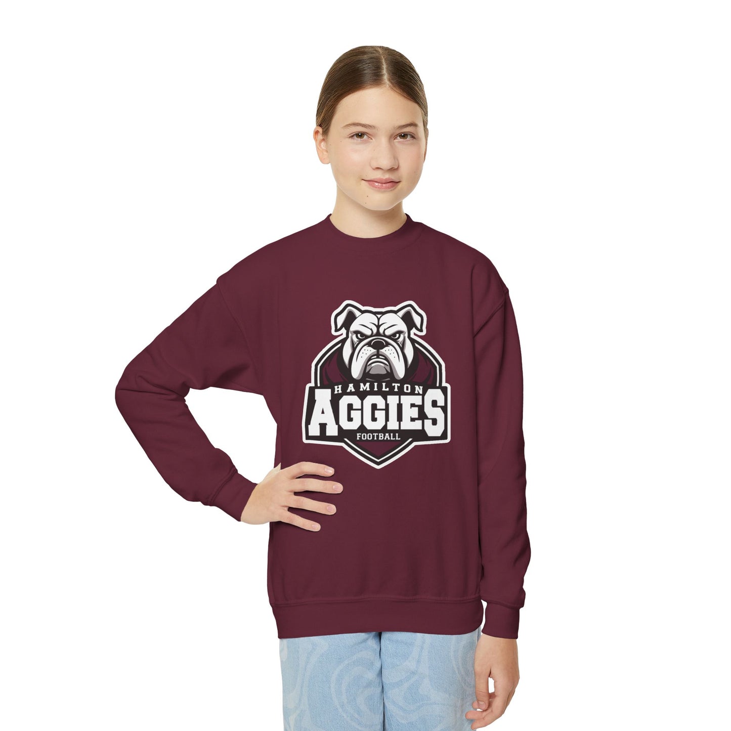 Youth Crewneck Sweatshirt \ Hamilton Aggies Football \ HAF2