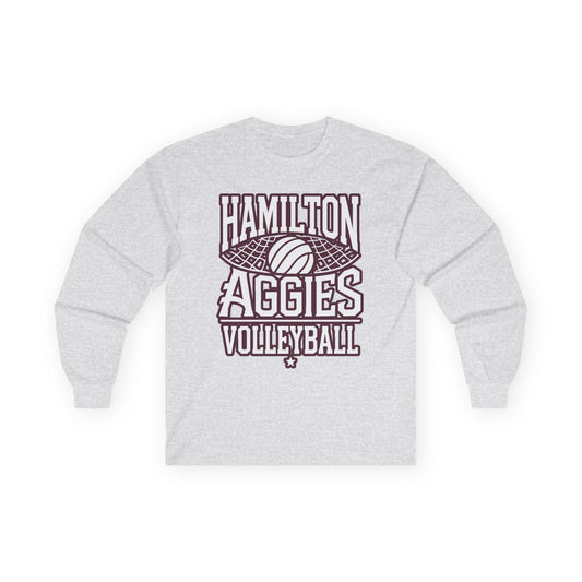 Adult Long Sleeve Tee \ Hamilton Aggies Volleyball \ HAV2