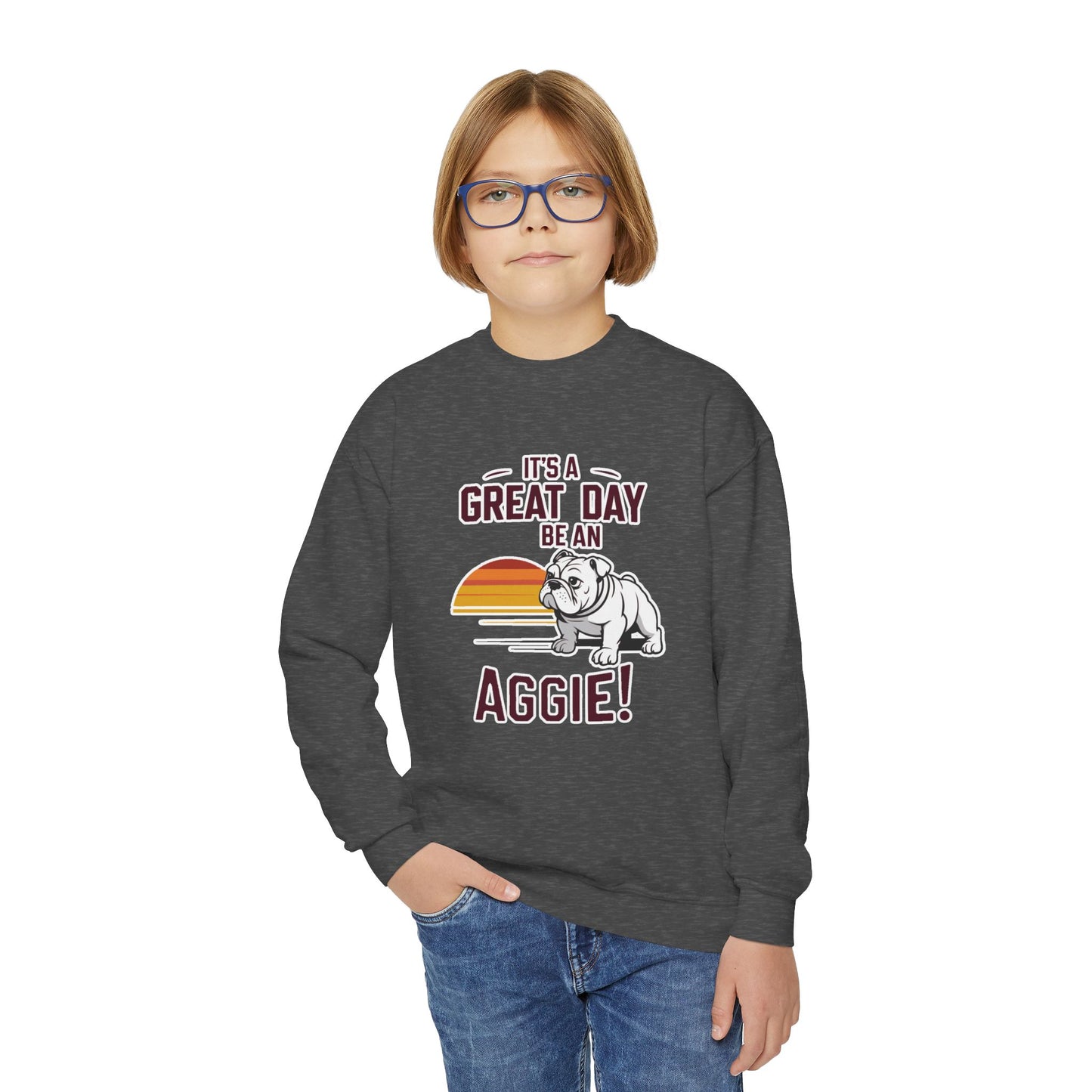 Youth Crewneck Sweatshirt \ It's a Great Day to be an Aggie! \ GDA3