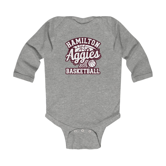 Long Sleeve Baby Bodysuit \ Hamilton Aggies Basketball \ HABBG1