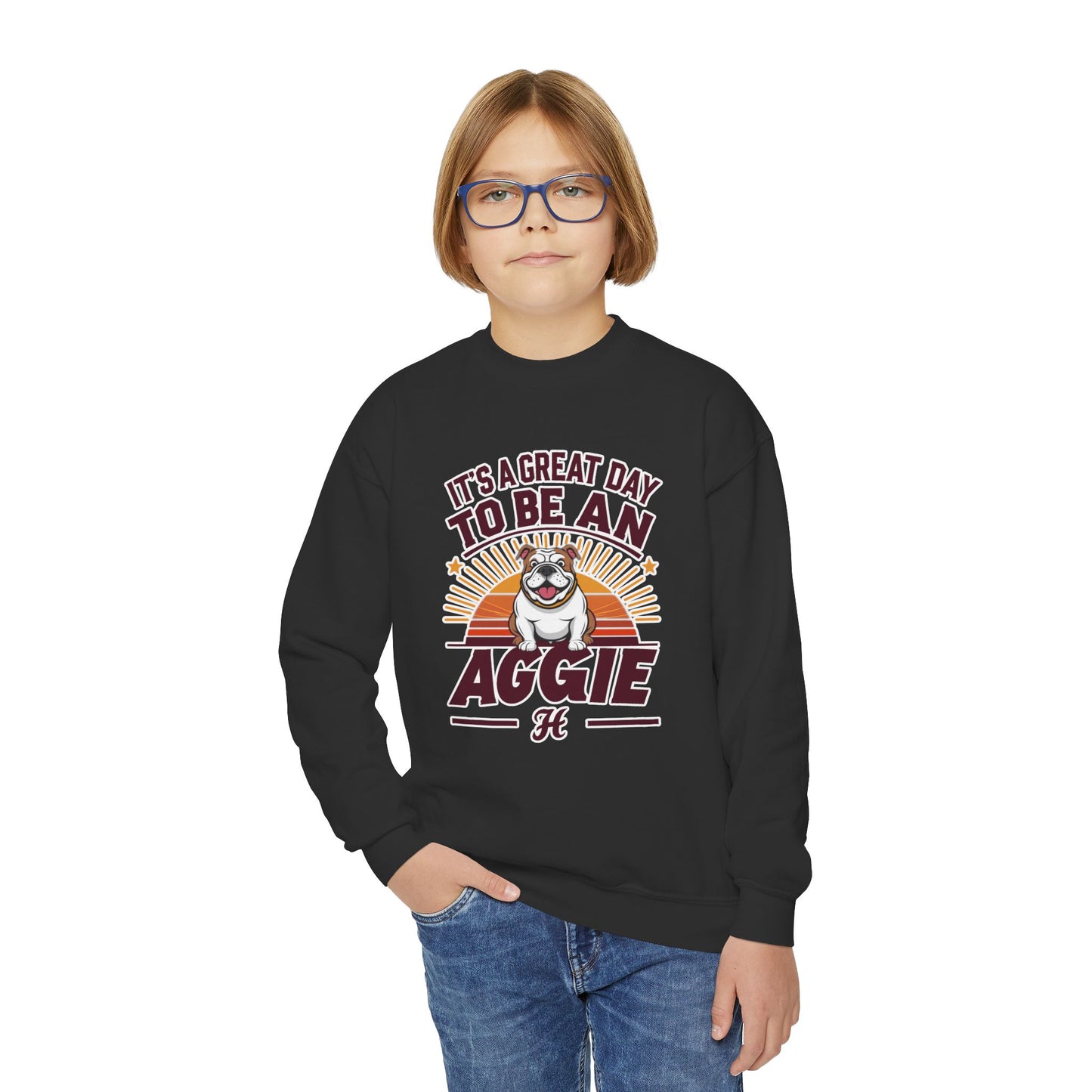 Youth Crewneck Sweatshirt \ It's a Great Day to be an Aggie! \ GDA2